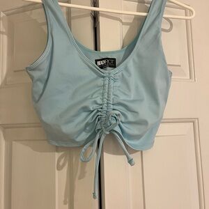 Beach Riot Sky Blue Ruched Workout Top